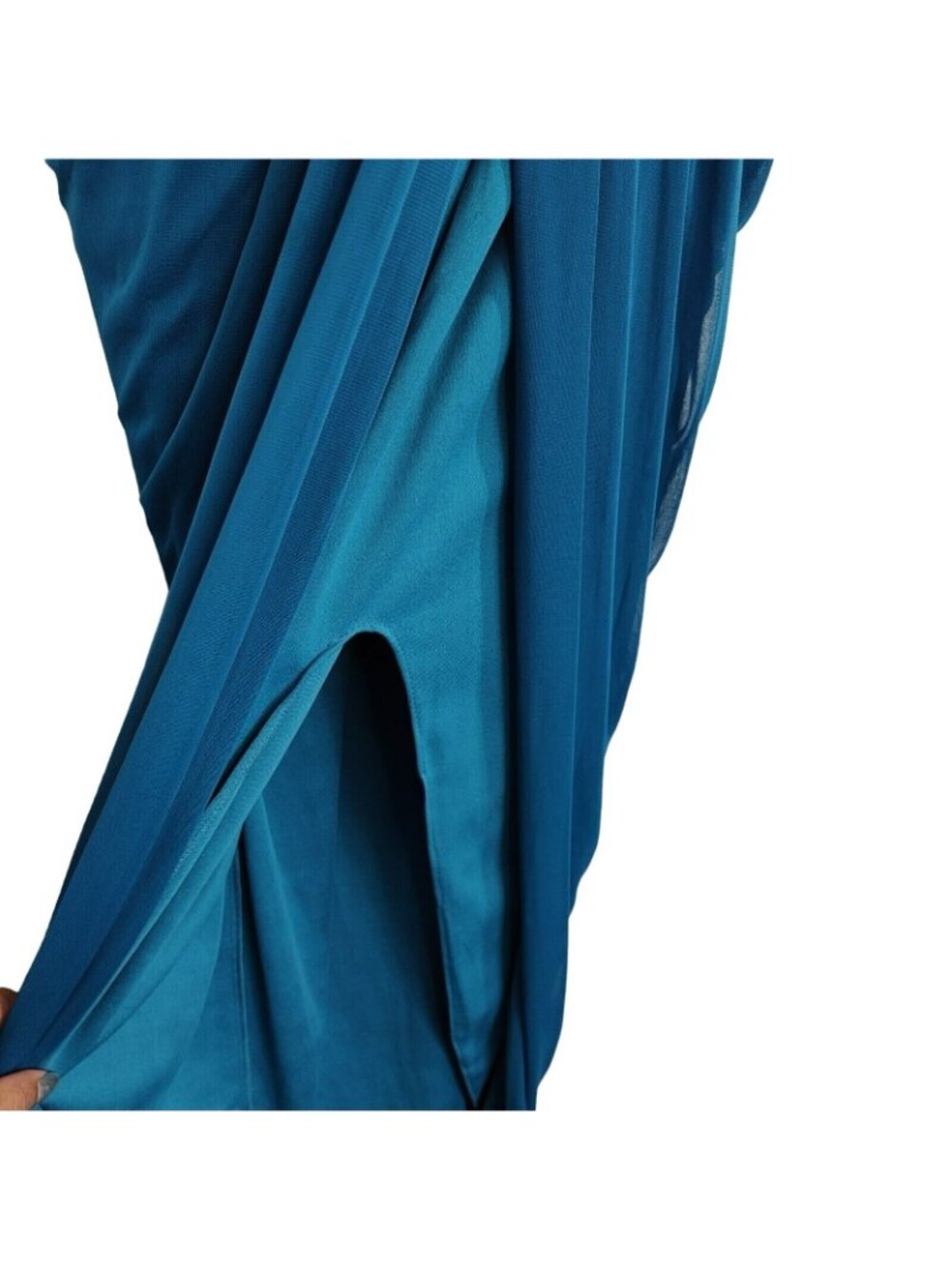 Vtg Xscape Joanna Chen One Shoulder Dress Formal Party Women Size 4 Blue FLAW - Picture 4 of 9